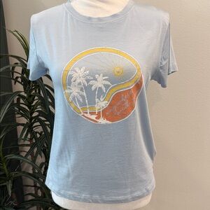C&C California Summer T-Shirt Short Sleeve Anywhere With You Light Blue Top XS